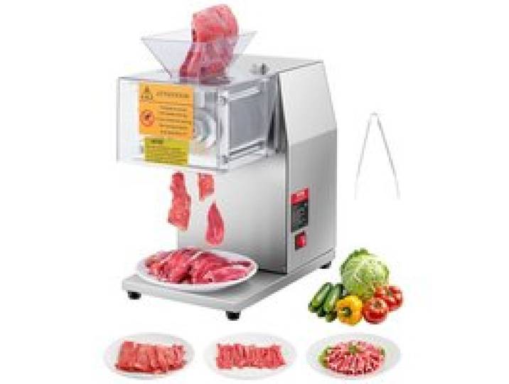 VEVOR Trancheuse à viande commerciale, 850 W, machine à découper la viande, 250 kg/h, acier inoxydable, épaisseur 5 mm, lames détachables, trancheuse électrique, pour cuisine, restaurant, supermarché