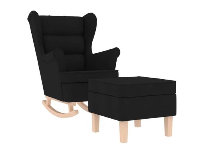 HAQWRDQSG Schaukelstuhl mit Fußhocker 2-Teilig Relaxstuhl Schwarz Ergonomischer Loungesessel mit weicher Schaumstoffpolsterung für gemütliche Sitzecken im Schlafzimmer oder Büro.