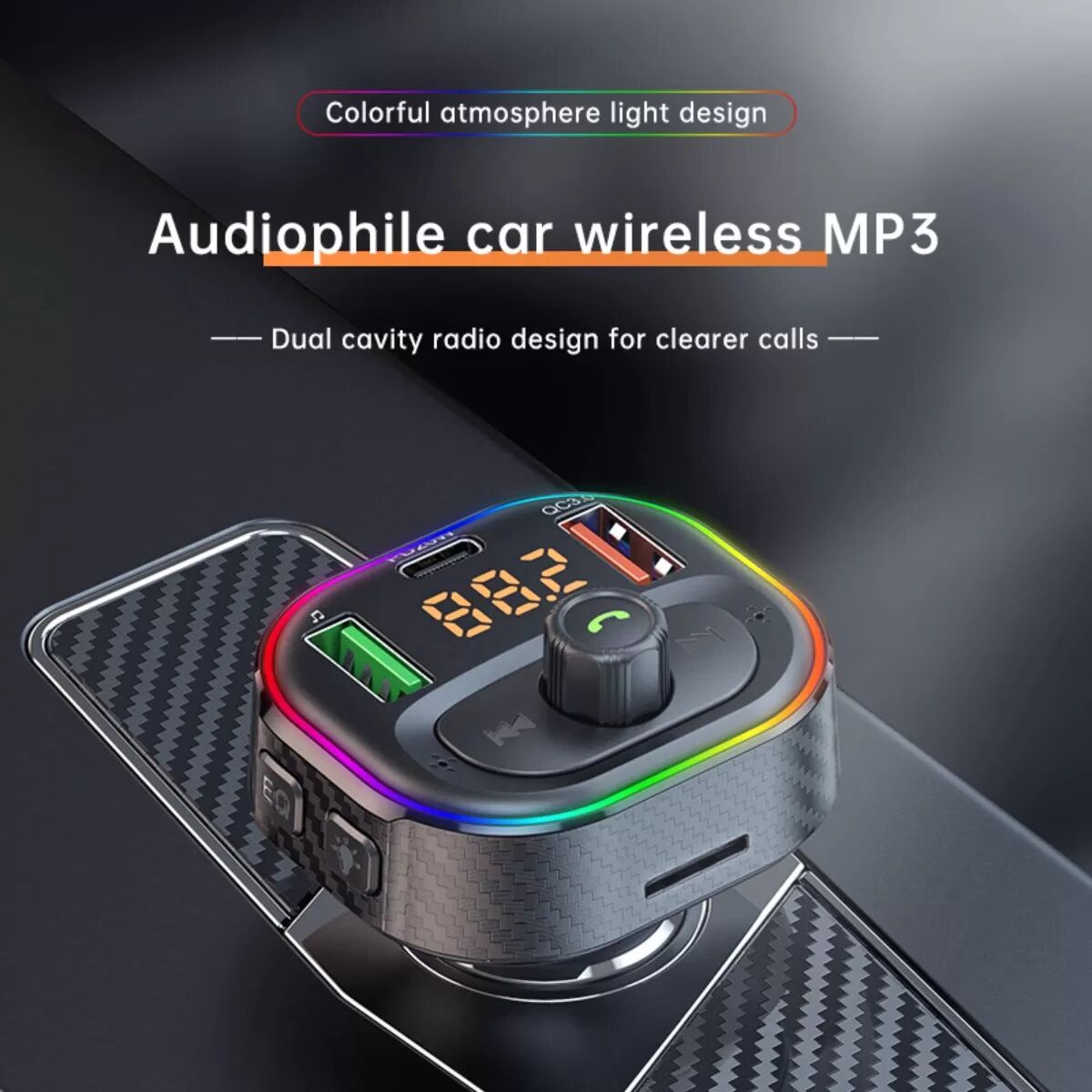 INF Auto Bluetooth MP3-Player – Bluetooth 5.0 FM-Transmitter mit Dual USB (QC3.0 18W + PD30W) und TF/USB-Wiedergabe