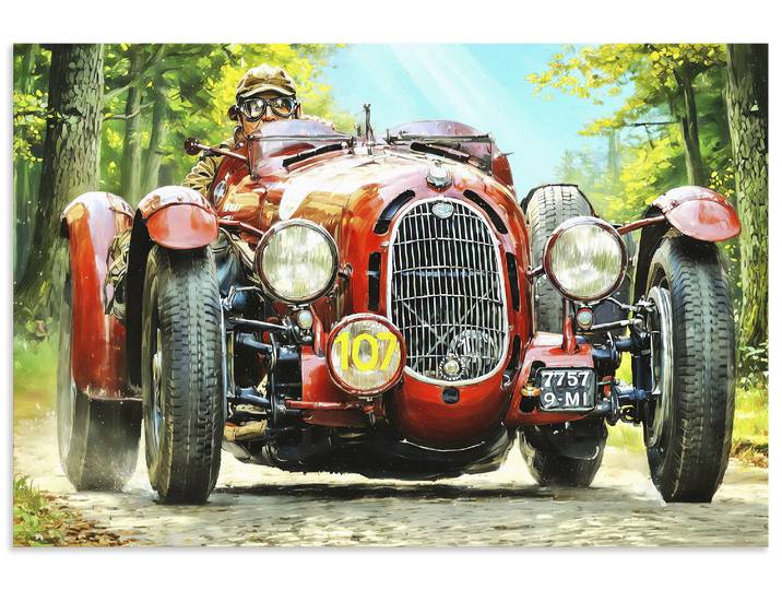 Wandbild ARTLAND Alfa Romeo 8C 2300 Monza , rot (farbe bild(er): farbig), B:30cm H:20cm, Bilder, Wandbild, als Alubild, Leinwandbild, Poster, Wandaufkleber in verschied. Grössen