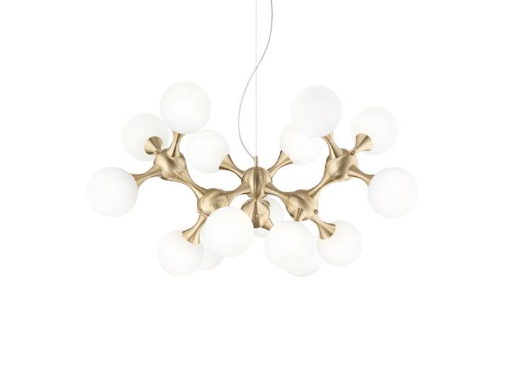 Ideal Lux Hängeleuchte Nodi, Messingfarben, Metall, Glas, 83-240 cm, Lampen & Leuchten, Innenbeleuchtung, Hängeleuchten, Pendelleuchten