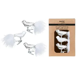 3 Glasvögel auf Clip Christbaumschmuck Weihnachtskugeln Weihnachtsbaum silber