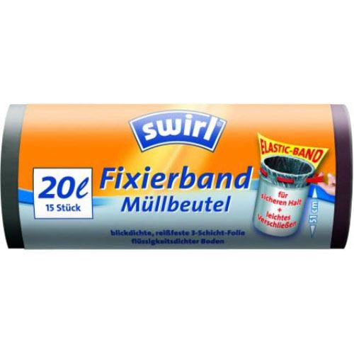 swirl Müllbeutel Reißfest & Dicht 4695 20,0 l schwarz, 15 St.