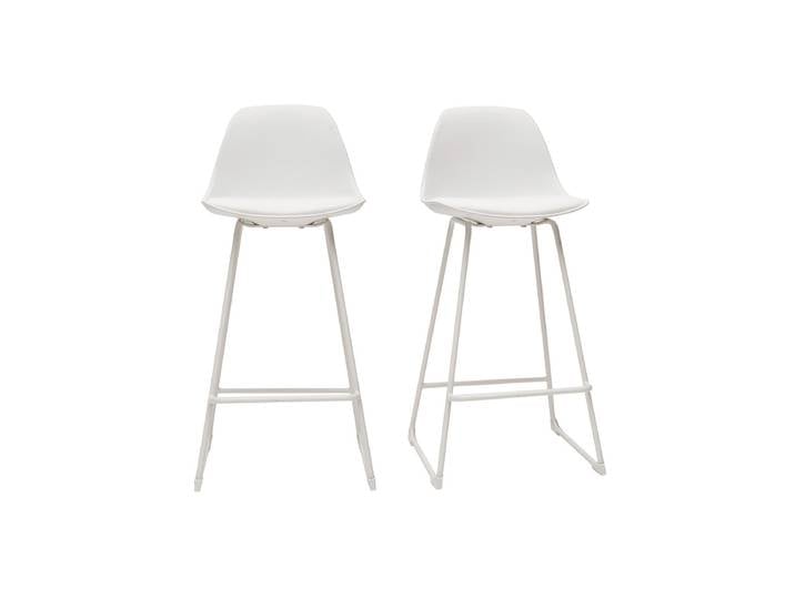 Tabourets de bar design blancs pieds métal 66 cm (lot de 2) FRANZ