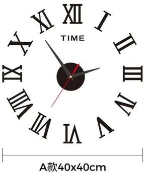 Inspired Finds Large 3D DIY Wall Clock Frameless Silent Sticker Modern Wall Decor roman Num black