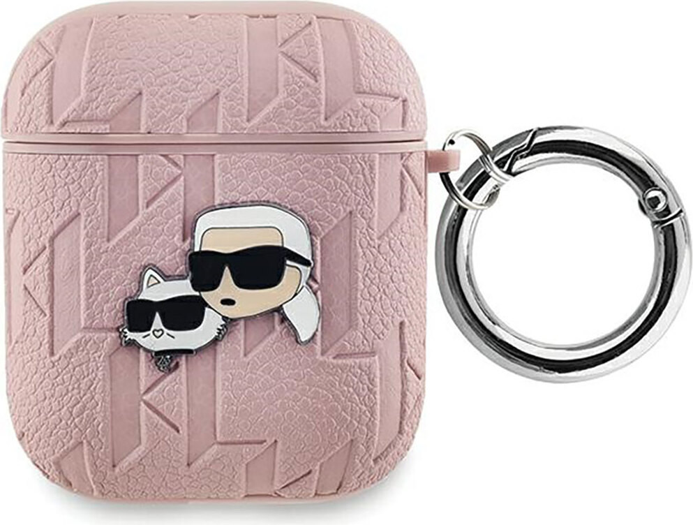 Karl Lagerfeld Etui Monogram Karl & Choupette Head voor AirPods 1 / 2 - Roze