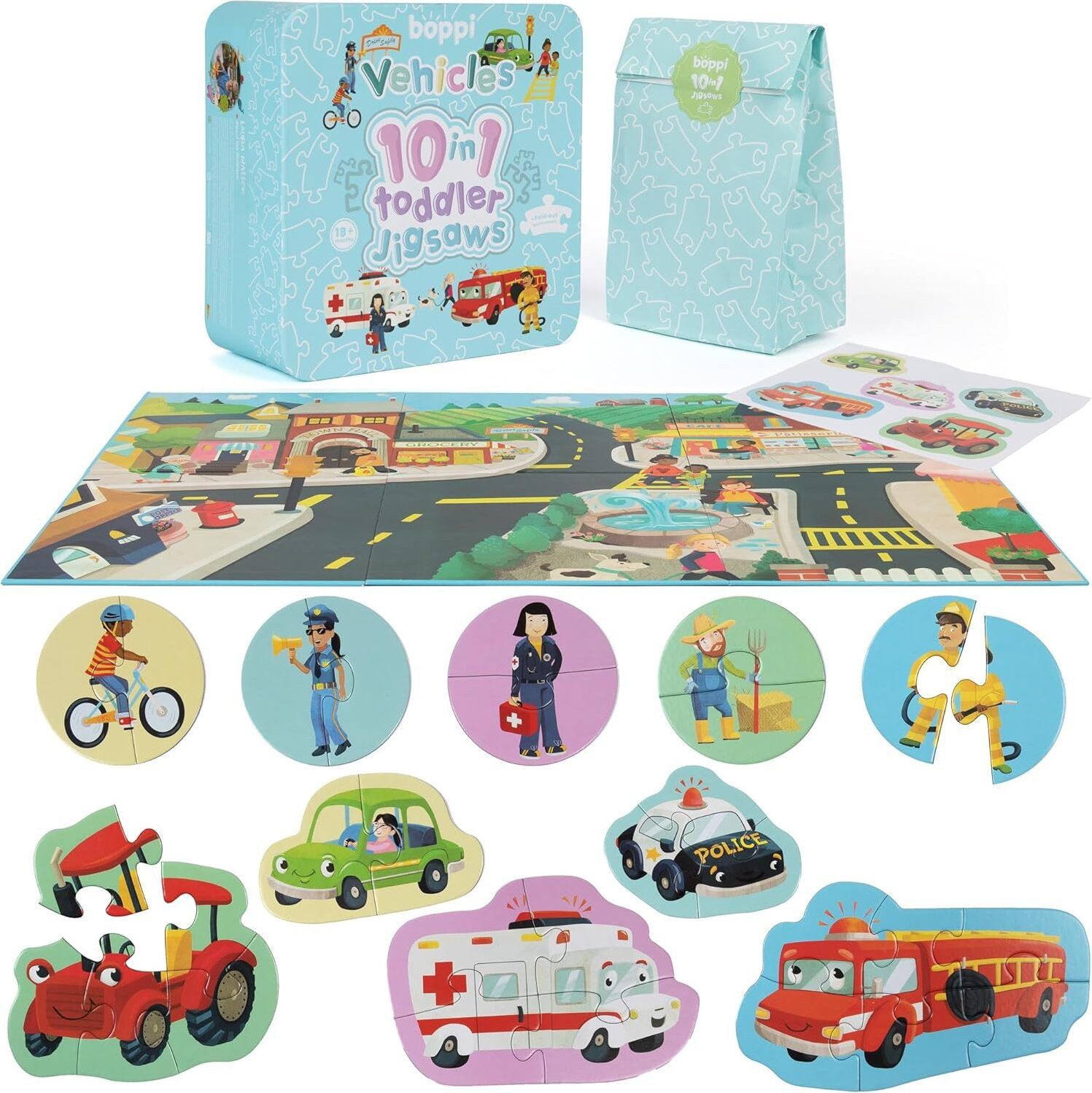 Boppi Progressieve puzzel Maluch 10-in-1 Voertuigen