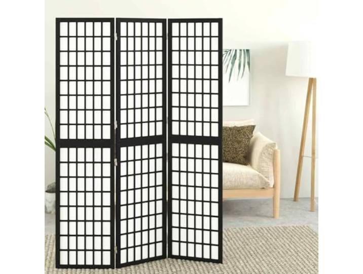 NLQMSU Trennwand, faltbar, 3 Paneele, 120 x 170 cm, Schwarz, Tannenholz Japanischer Raumteiler aus transparentem Reispapier, faltbares Design, kompakte Aufbewahrung, einfache Montage