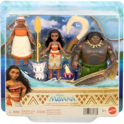 Disney Vaiana Charakterset mit 3 kleinen Puppen, 2 Tierfreunden und 2 Zubehörteilen, vom Film inspiriert