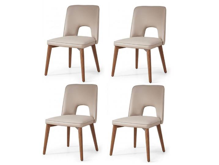 JVmoebel Sitzgruppe Sublime Harmonischer Esszimmerstühle 4x Set Beige Kunstleder Weißeiche, (4-tlg., 4-tlg)