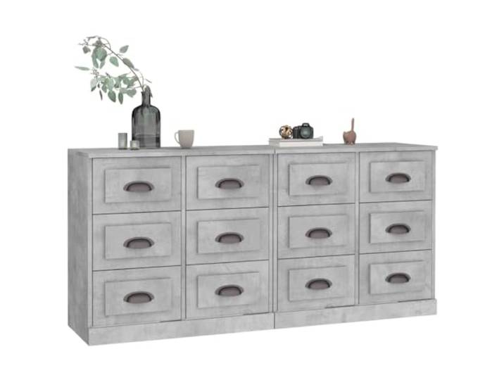 KTHLBRH Sideboards 2 Stück Grau Beton Holz Mehrschichtig 70 cm Großer Stauraum, glatte Oberfläche, feuchtigkeitsbeständig, Montage erforderlich