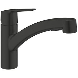 GROHE Küchenarmatur Start 303072431, schwarz matt, Hochdruck, 90° schwenkbar, ausziehbarer Auslauf