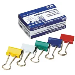 OTTO Office Foldback-Klammern 19mm, farbig sortiert, 12 Stück mehrfarbig, 1.9 cm