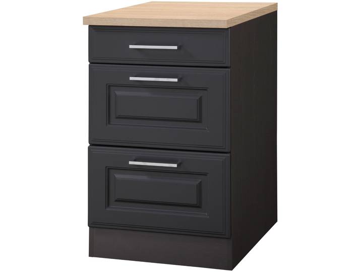 Unterschrank KOCHSTATION KS-Stockholm , grau (grau, grafit), B:50cm H:85cm T:60cm, Holzwerkstoff, MDF, Schränke, Unterschrank, hochwertige MDF-Fronten