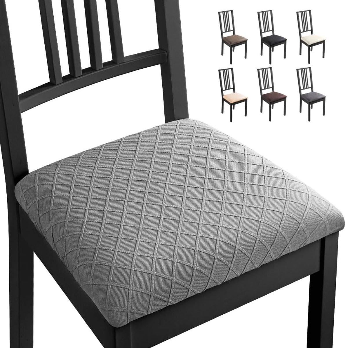 Omgoods - 6 stuks Jacquard eetkamer stoelhoezen - Universeel stretch