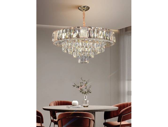 Lustre en cristal transparent de luxe nordique, décoration d'intérieur, lampes suspendues longues pour salon, lampes s