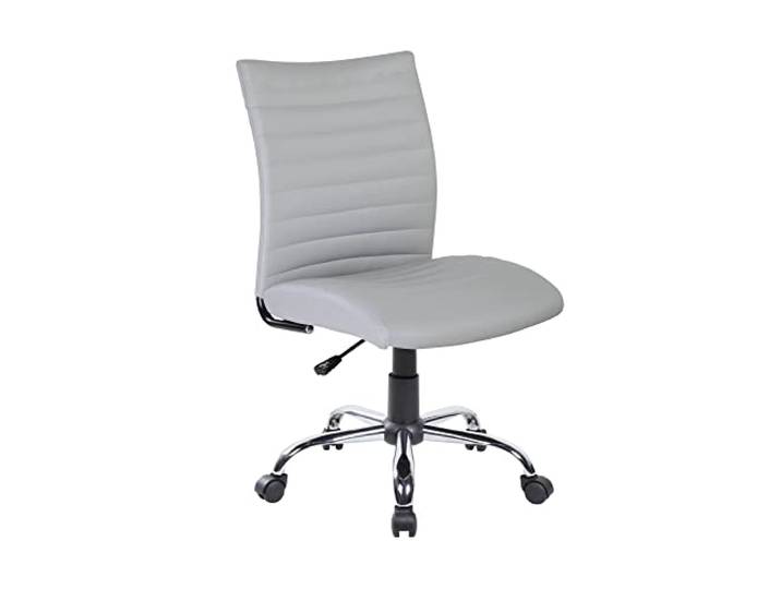 Dmora - Stuhl mit Rädern Newcastle, Arbeitssessel, ergonomischer Bürositz, 54x48h90/100 cm, Grau