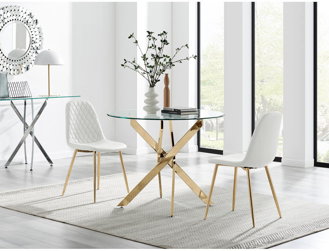 Canora Grey Bernell 2 -Person Glass Dining Set White 2
