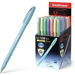 Kugelschreiber 0,3mm 50er Pack Blau - Kulis Kulischreiber Stifte Schreibstifte für Schule & Bürobedarf - U-108 Pastell