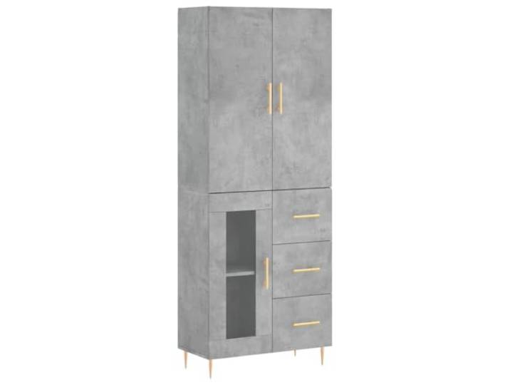 TYVANDE Anrichte grau Beton 69,5 x 34 x 180 cm aus mehrschichtigem Holz Füße aus Metall, praktische Türen, großer Stauraum, Holz, Metall, Glas, Montage erforderlich