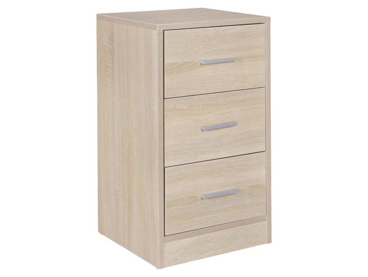 Mid.you Nachtkästchen Skyport Olav, Eichefarben, Kunststoff, 3 Schublade(n) Schubladen, 37x68x35 cm, Holzmöbel, Holzbetten, Nachtkästchen Holz