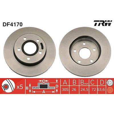 Trw Bremsscheibe [Hersteller-Nr. DF4170] für Jeep