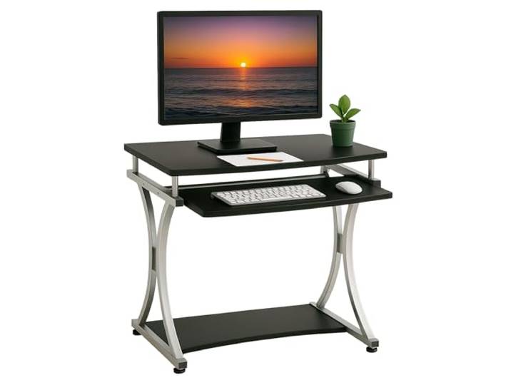Techly Bureau Compact pour PC avec tiroir Amovible\, Noir Graphite (ICA-TB 328BK)