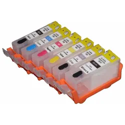 6 wiederbefüllbare Tintenpatronen Canon PGI-525 & CLI-526 mit Auto Reset Chips