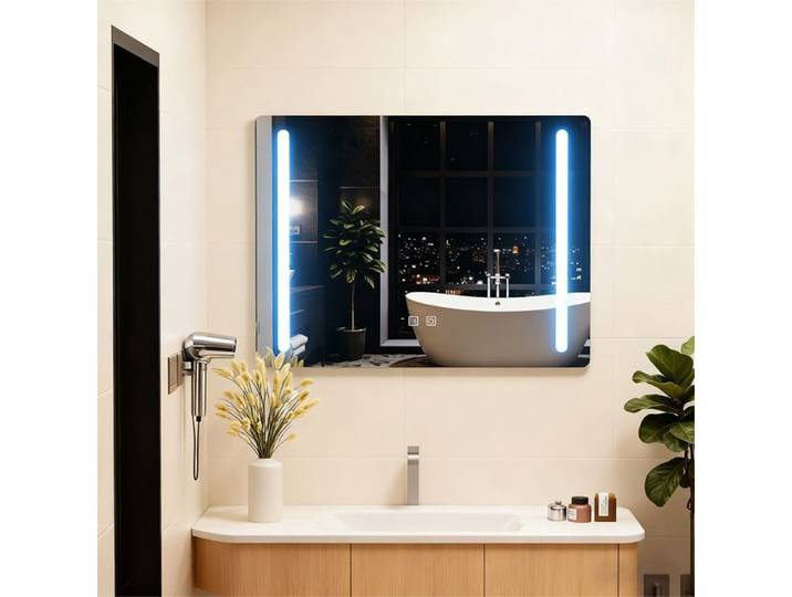 Miroir de salle de bain LED-Miroir salle de bain avec éclairage-Anti-buée-3 Mode de Lumières Dimmable-Écran tactile-60x80x3cm