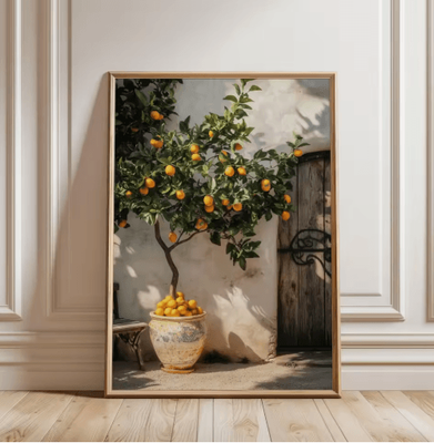Inspire Picks Italian Lemon Tree Wall Art Cottage Core Spring Landscape Canvas Print Unframed e 40x50cm Unframed