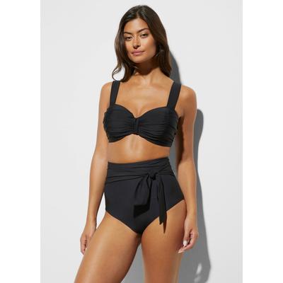 Bikini-Hose BONPRIX, Damen, Gr. 42, N-Gr, schwarz, Jersey, Elasthan, Polyamid, unifarben, Badehosen Bikini-Hose, Strong Shape aus formgebendem Material, mit Bindeschleife