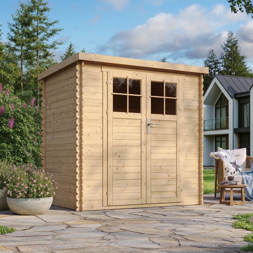 Gartenschuppen Holz mit Hochwertige abschließbare Tür - B142xL204xH200 cm 2,22 m2- Timbela M311F