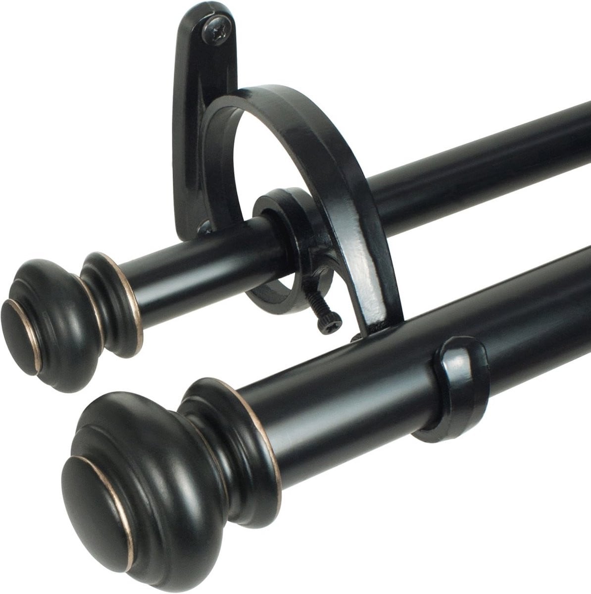 Dubbele Gordijnroede Set 36-72 inch - Antiek Zwart