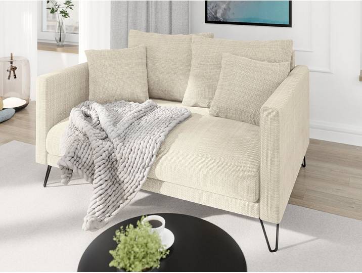 S-Style Möbel 2-Sitzer Sofa Harmony aus Chenille-Stoff mit Hohen Schwarzen Metallfüßen, mit Wellenfederung