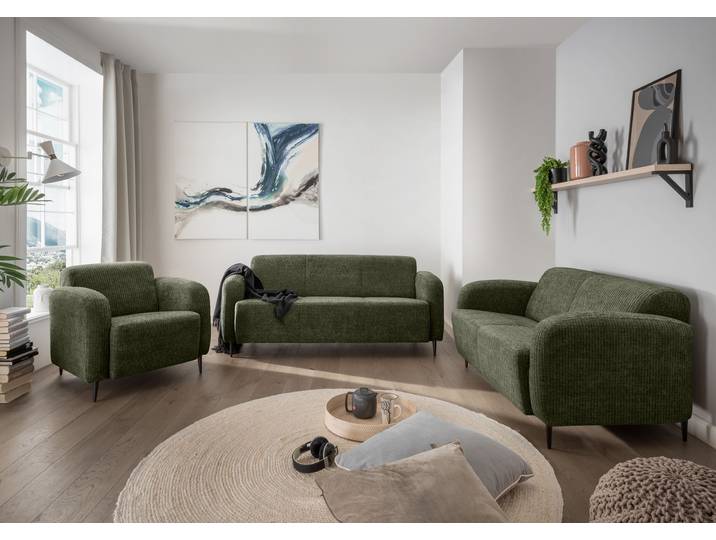 Polstergarnitur HOME AFFAIRE Marone bequem, zeitlos & elegant , grün (olive, olive), H:76cm T:90cm, 100% Polyester, Sitzmöbel-Sets, Polstergarnitur, auch einzeln erhältlich