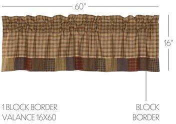 VHC Brands Tea Cabin Valance Log Cabin Block Border 20x72