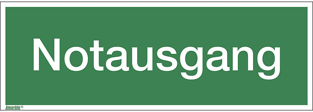 kaiserkraft Kombizusatzschild mit Text für Rettungszeichen, Notausgang, Folie, VE 10 Stk, Folie, langnachleuchtend, LxHxT 400 x 140 x 0,1 mm