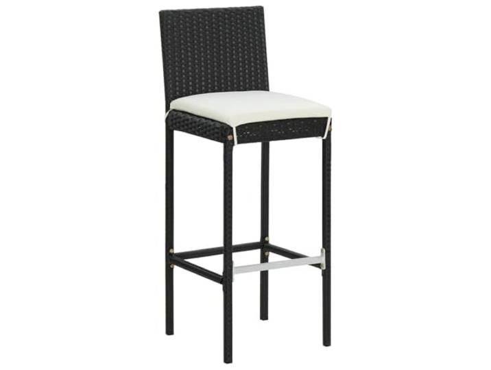 MNCVXAXG Barhocker mit Kissen 4 Stück schwarz aus Polyrattan Pulverbeschichteter Stahl, Polyrattan UV, Kissen Creme abnehmbar, Sitzfläche 76 cm, Auflage 110 kg