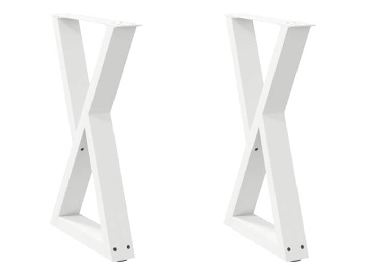 Esstisch Beine 2 Stk. Weiß 60 x (72-73,3) cm Pulverbeschichteter Stahl Pulverbeschichteter Stahl, verstellbare Kunststoffnivellierer, 2 Stück inkl. Schrauben M5x18 mm, für Esstisch