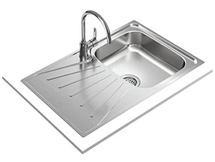 Teka Starbright 45 E-XP 1C 1E - Küchenspüle mit Abtropffläche, Einbau- und wendbar, Möbel 45 cm, Handventil, Edelstahl