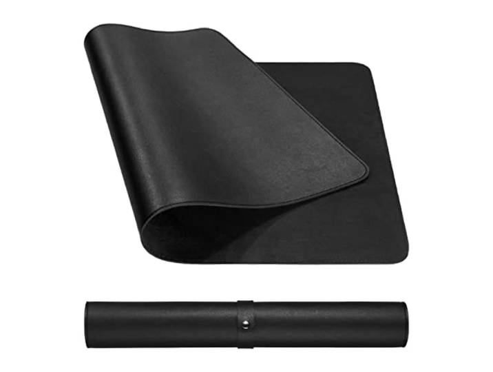 QUVIO Bureau onderlegger - Bureau organizer - Bureau accessoires - PU Leer - Kunstleer - 90 x 40 cm - Zwart