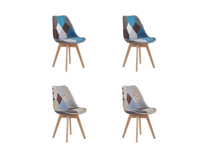 LuxusKollektion Esszimmerstuhl Esszimmerstuhl Patchwork Braun Blau 4 Stühle Patchwork Braun+blau