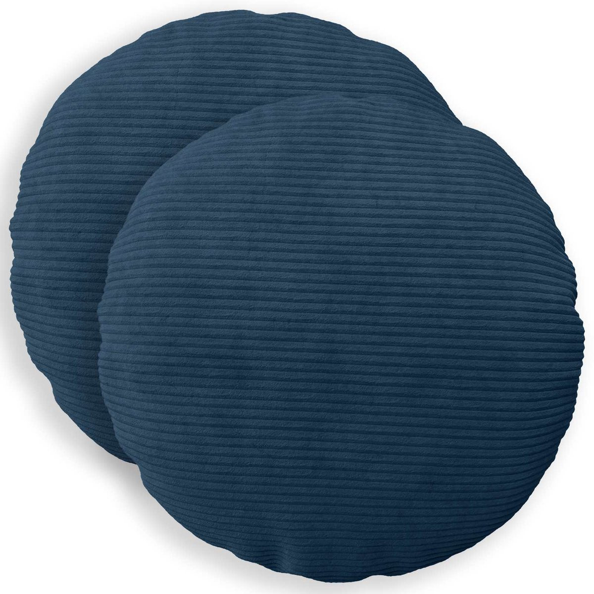 vidaXL Kussenslopen Corduroy - 2 stuks - Marineblauw - Diam. 30 cm