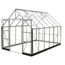 Halls Gewächshaus Icon 8 - 8,1 m2 / 9,7 m2 / 11,2 m2 2,54 x 3,79 m - 9,7 m2 (Gr. 2) 3 mm Blankglas alu-natur