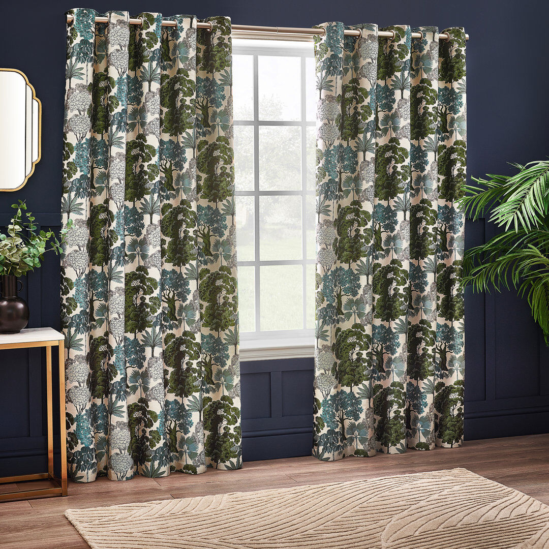 Wylder Jacquard Eyelet Curtains Green 229 x 137 cm