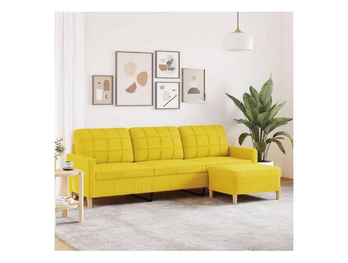 LuxusKollektion Schlafsofa 3 Sitzer Sofa Hocker Schlafsofa 3-Sitzer mit Hocker-210 cm Hellgelb