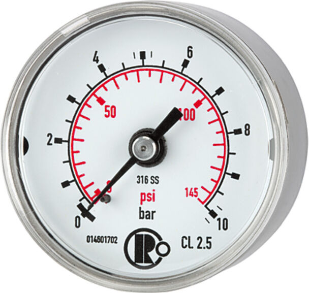 Riegler Standardmano, acier CrNi, G 1/4 arrière centré, 0 - 25,0 bar, Ø 40 (4148)