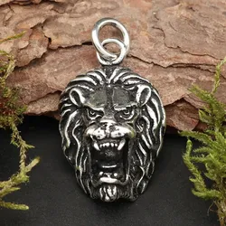 Drachensilber Löwe Schmuck Anhänger 925 Silber Löwenkopf Kettenanhänger - Silber