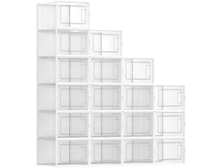 Schuhboxen faltbar stapelbar Kunststoff transparent-weiss