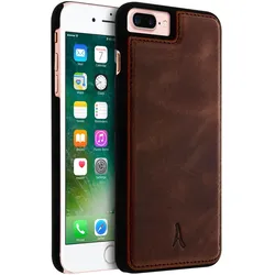 Akashi Schutzhülle aus Echtleder iPhone 6 Plus/ 6S Plus/ 7 Plus/ 8 Plus – Braun (Apple iPhone 6 Plus, Apple iPhone 6s Plus, Apple iPhone 7 Plus, Apple iPhone 8 Plus), Smartphone Hülle, Braun